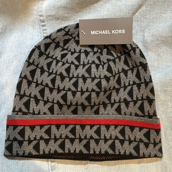 Michael kors men’s monogram MK w/ red stripe one size NWT - Picture 1 of 3